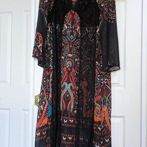 Elegant Black and Multicolor Maxi Dress